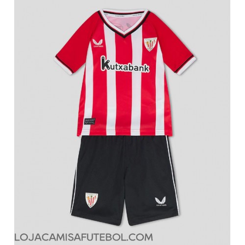Camisa de Futebol Athletic Bilbao Equipamento Principal Infantil 2023-24 Manga Curta (+ Calças curtas)